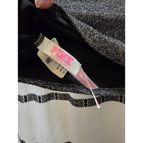 NWT Victoria's Secret PINK glittery sparkle striped unlined bandeau crop top L - Picture 2 of 10